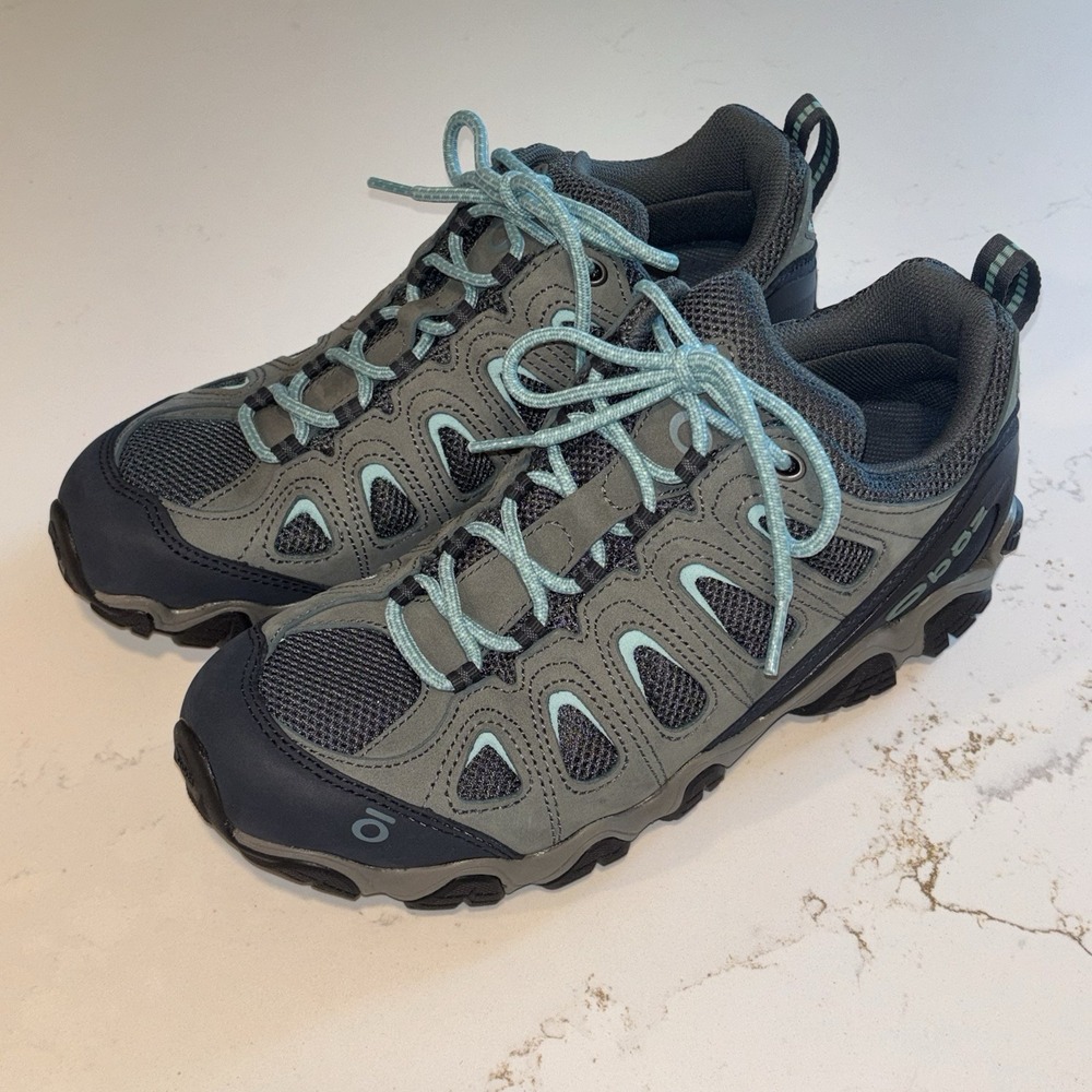 Oboz Sawtooth II Low Women's Hiking Shoe Gray Tradewinds Blue GW23602 Size 10.5